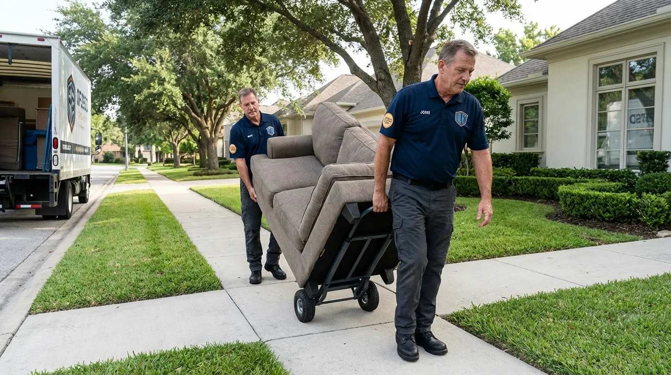 Local residential moving crew loading furniture in Leonardo, NJ